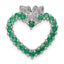 Sterling Silver Rhodium-plated Emerald & Diamond Heart Pendant