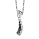 White Night Sterling Silver Rhodium-plated Black and White Diamond 18 Inch Necklace with 2 Inch Extender