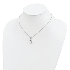 White Night Sterling Silver Diamond Necklace with Rhodium Finish and Extender
