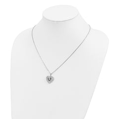 Sophia Jewelers Sterling Silver Diamond Heart Necklace with Extender