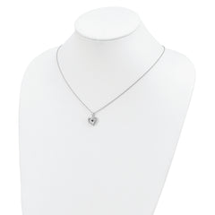 White Night Sterling Silver Rhodium-plated Black and White Diamond Heart 18 Inch Necklace with 2 Inch Extender