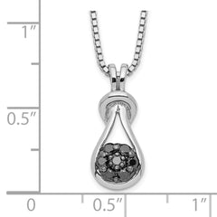 Sophia Jewelers Sterling Silver Black Diamond Love Knot Necklace with Extender