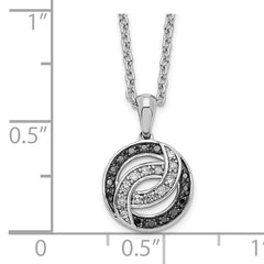 White Night Sterling Silver Diamond Necklace with Black and White Stones