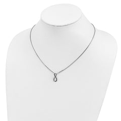 Sterling Silver Infinity Necklace with Black Diamonds & Rhodium Finish