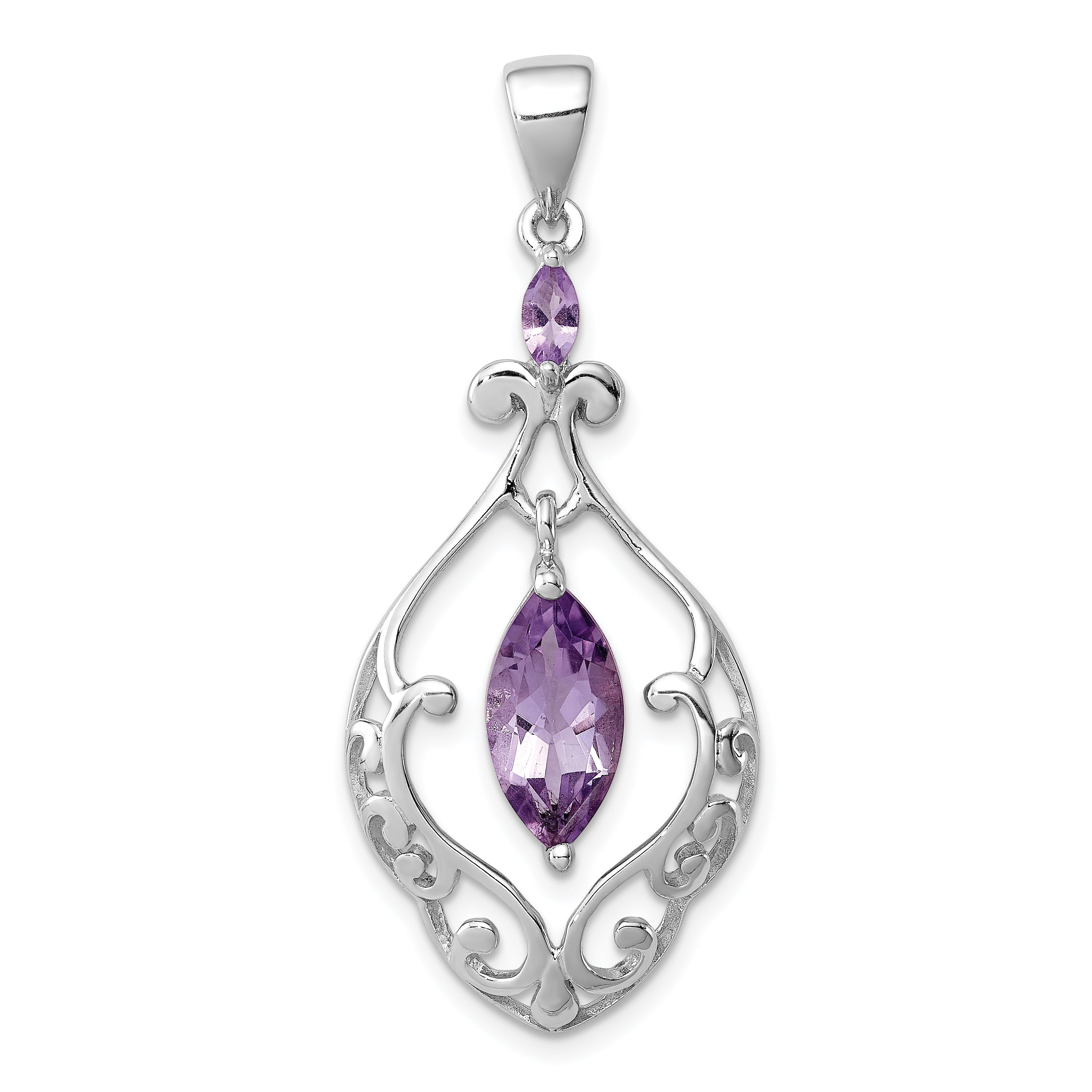 Sterling Silver Amethyst Fancy Pendant