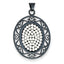 Sterling Silver Black Ceramic White Swarovski Elements Oval Pendant