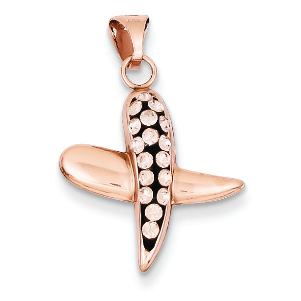 Sterling Silver Pink Ceramic Rose Swarovski Elements X Pendant