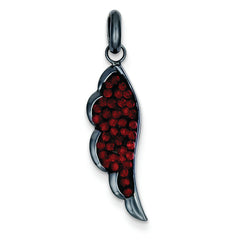 Sterling Silver Black Ceramic Red Swarovski Elements Wing Pendant