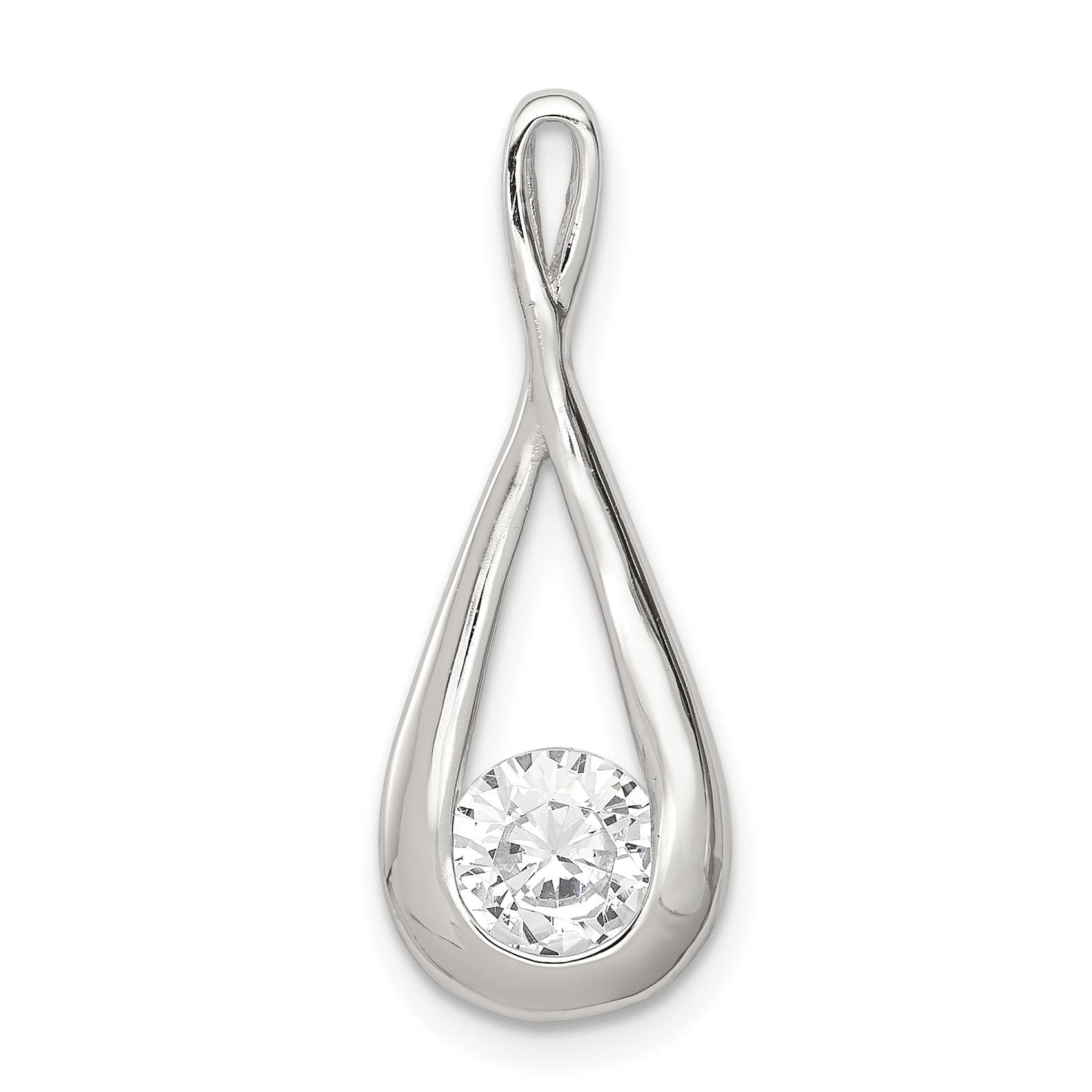 Sterling Silver CZ Tear Drop Pendant