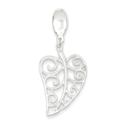 Sterling Silver Polished Filigree Leaf Pendant