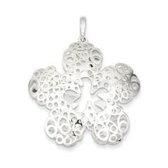 Sterling Silver Polished Filigree Flower Pendant
