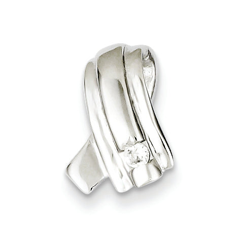 Sterling Silver Rhodium Plated CZ Pendant Slide