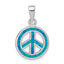 Sterling Silver Blue Inlay Created Opal Peace Sign Pendant