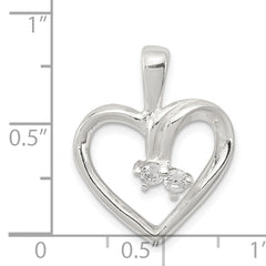 Sterling Silver CZ & Heart Pendant