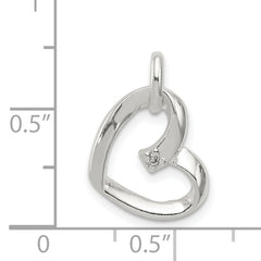 Sterling Silver Heart with CZ Pendant