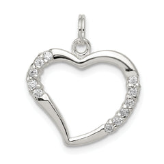Sterling Silver CZ & Heart Pendant