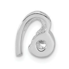 Sterling Silver Rhodium Plated CZ Heart Pendant Slide