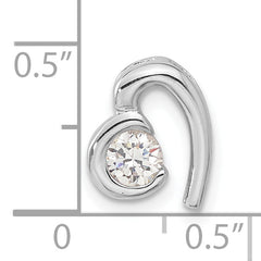 Sterling Silver Rhodium Plated CZ Heart Pendant Slide