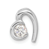 Sterling Silver Rhodium Plated CZ Heart Pendant Slide