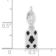 Sterling Silver Polished Enamel Card Charm