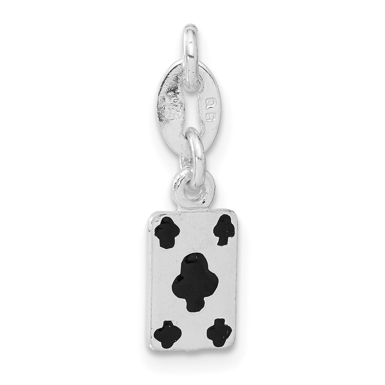 Sterling Silver Polished Enamel Card Charm