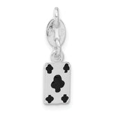 Sterling Silver Polished Enamel Card Charm