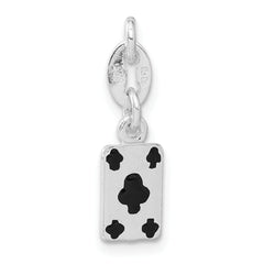 Sterling Silver Polished Enamel Card Charm