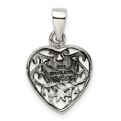 Sterling Silver Filigree Frame Onyx Heart Antiqued Heart Pendant