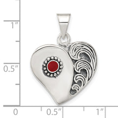 Sterling Silver Antiqued & Enameled Heart Pendant