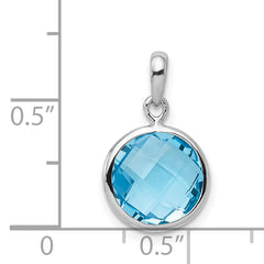 Sterling Silver Rhodium-plated Blue Topaz Pendant