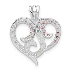 Sterling Silver Multi Color CZ Heart Pendant