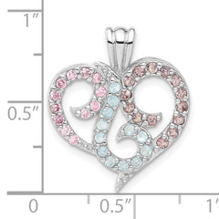 Sterling Silver Multi Color CZ Heart Pendant