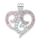 Sterling Silver Multi Color CZ Heart Pendant