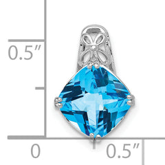 Sterling Silver Rhodium-plated Blue Topaz Pendant