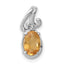 Sterling Silver Rhodium Plated Diamond & Citrine Oval Pendant