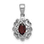 Sterling Silver Rhodium Plated Diamond & Garnet Oval Pendant