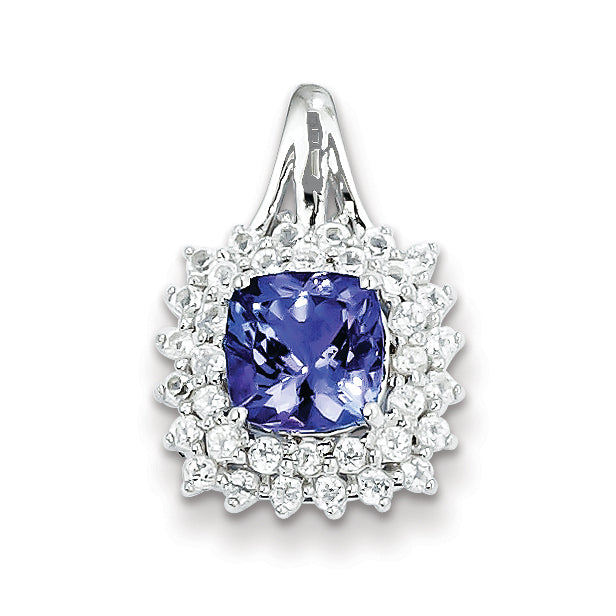Sterling Silver White Topaz & Tanzanite Square Pendant