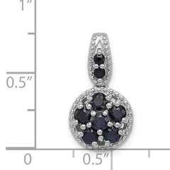 Sterling Silver Rhodium-plated & Sapphire Circle Pendant