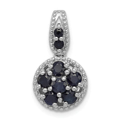 Sterling Silver Rhodium-plated & Sapphire Circle Pendant