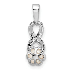 Sterling Silver Rhod Plated Diamond and FW Cultured Pearl Pendant