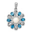 Flower Pendant in Sterling Silver (1/50 ct. tw.) - Sophia Jewelers