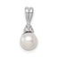 Sterling Silver Rhod Plated Diamond and FW Cultured Pearl Pendant