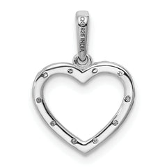 Sterling Silver Rhodium Plated Diamond Heart Pendant