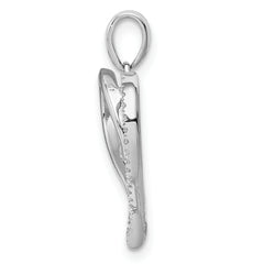 Sterling Silver Rhodium Diam. Heart Pendant