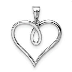 Sterling Silver Rhodium Diam. Heart Pendant