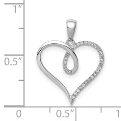 Sterling Silver Rhodium Diam. Heart Pendant