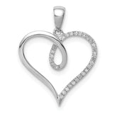 Sterling Silver Rhodium Diam. Heart Pendant