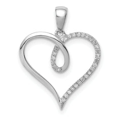 Sterling Silver Rhodium Diam. Heart Pendant