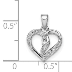 Sterling Silver Rhodium-Plated Diamond Heart Pendant