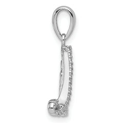 Sterling Silver Rhodium Plated Diamond Love Pendant